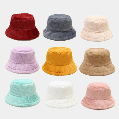 Simple Solid Color Thicken Winter Bucket Hat