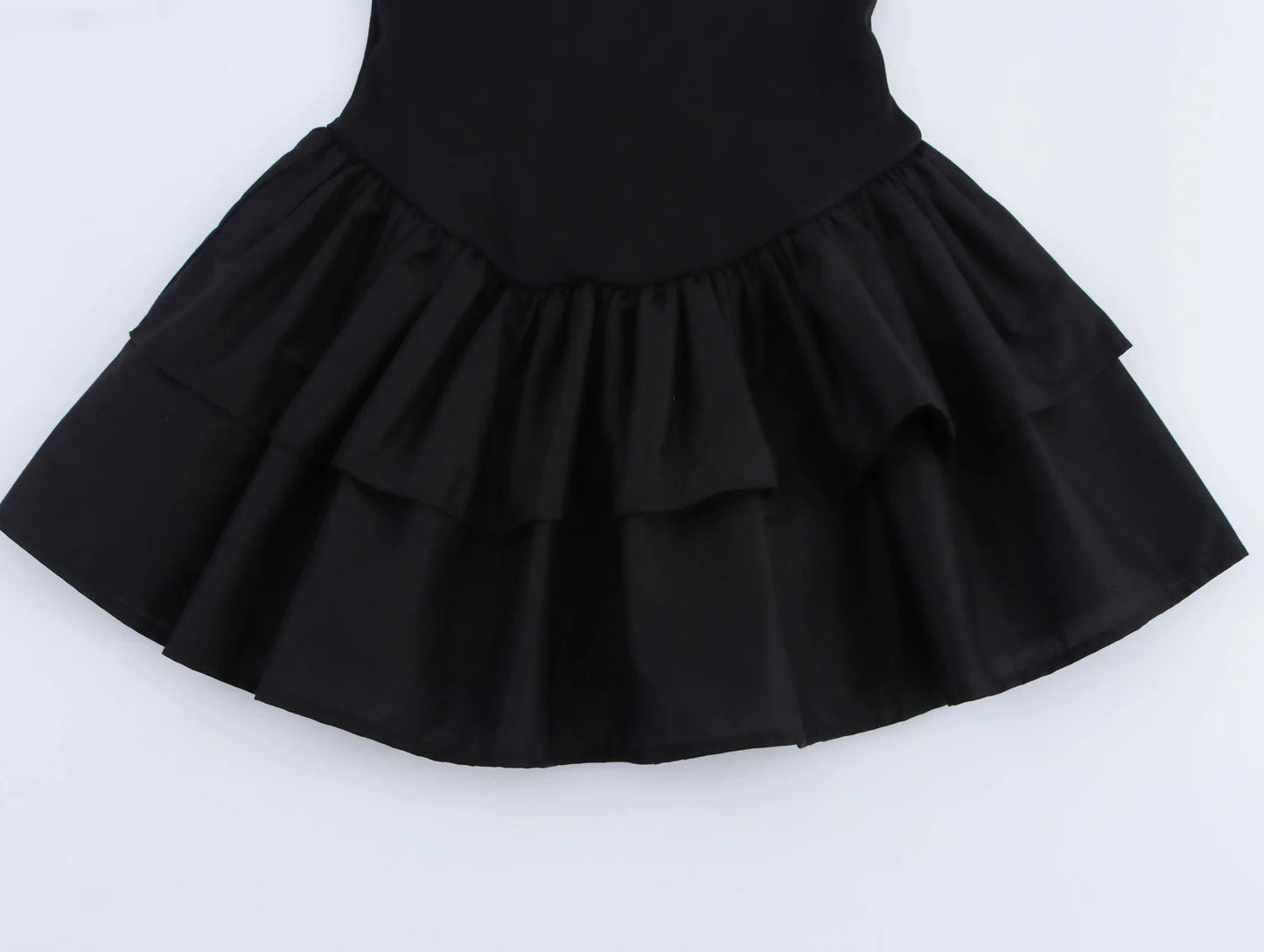 Trendy Solid Color Ruffle Hem Halter Dress