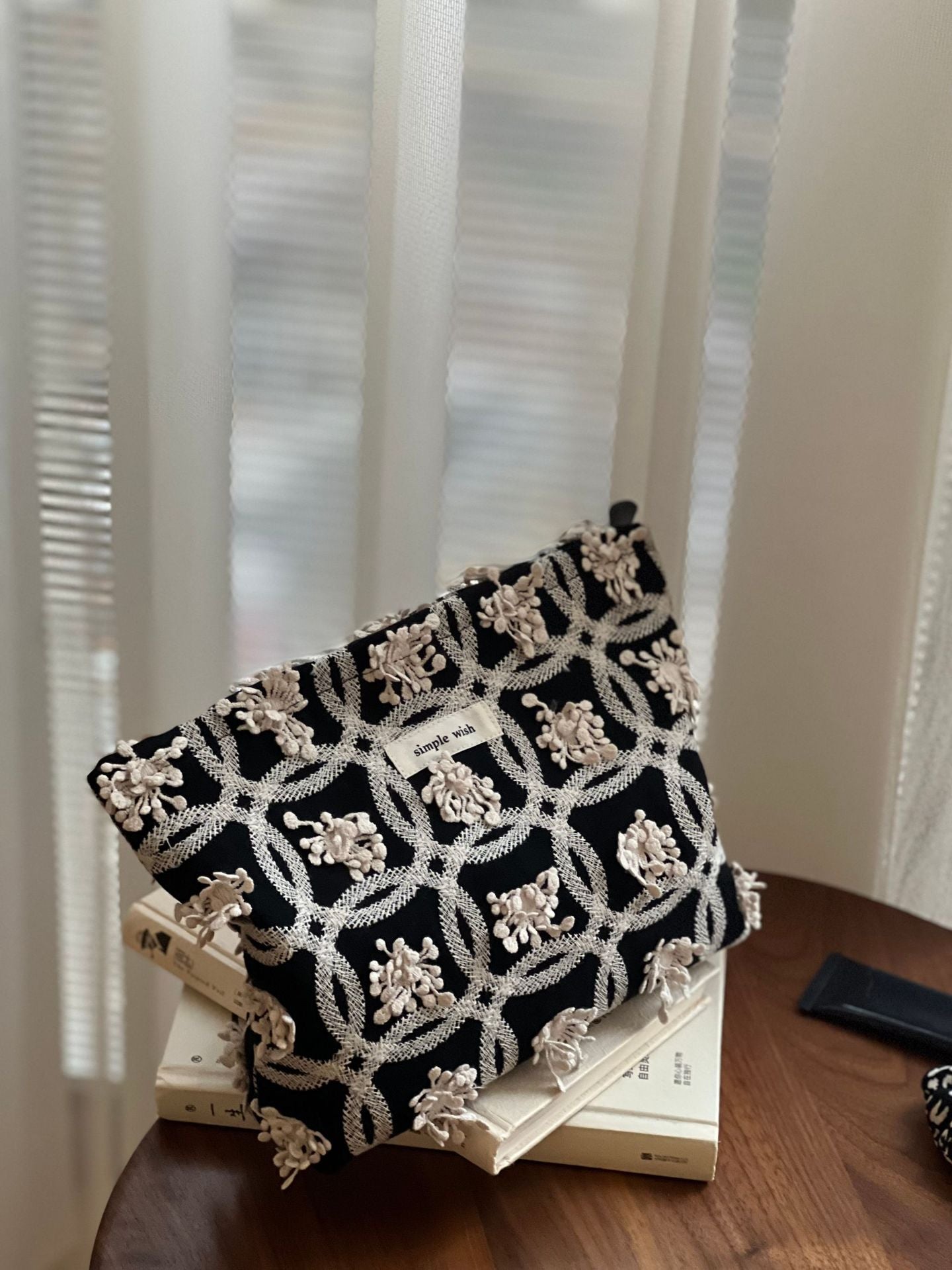 Butterfly Embroidered Square Cosmetic Bag