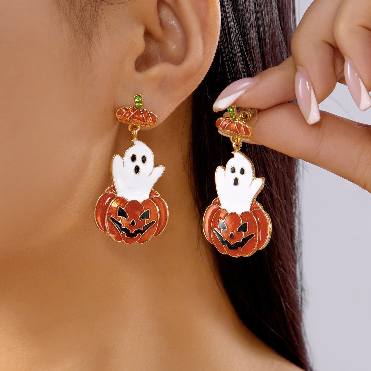 Halloween Pumpkin Ghost Tassel Dangle Earrings