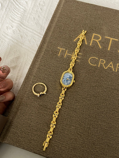 Vintage Gold Oval Bracelet Quartz Watch