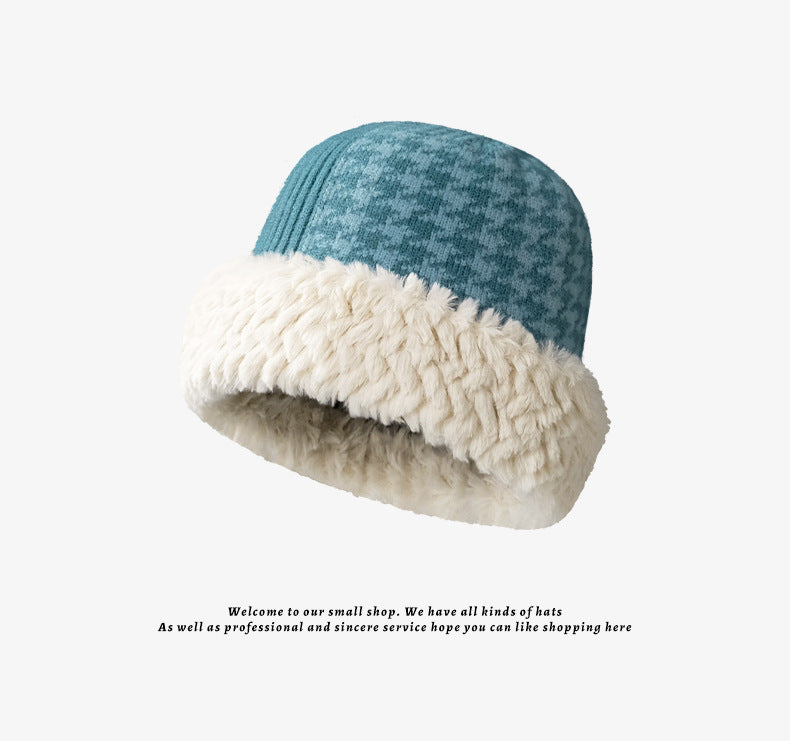 Color Block Plushed Padded Bucket Hat