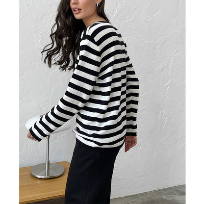 Round Collar Stripe Vintage Sweater
