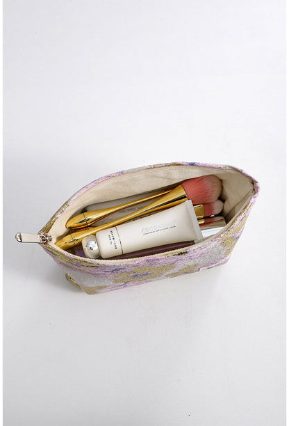 Vintage Floral Jacquard Portable Cosmetic Bag