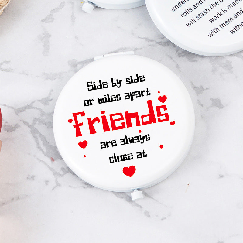 White Letter Mini Portable Makeup Mirror