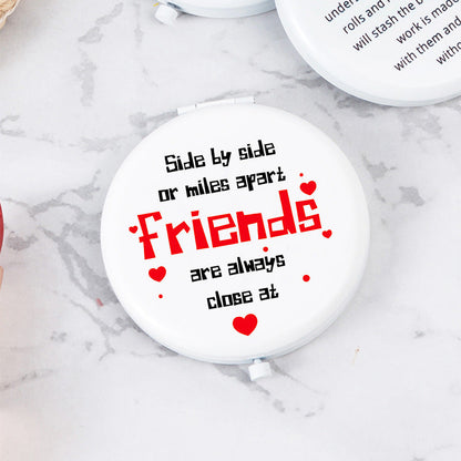 White Letter Mini Portable Makeup Mirror