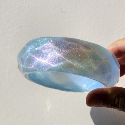 Colorful Geometric Irregular Shimmer Resin Bangle