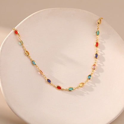 Colourful Oval Zirconia Vintage Necklace
