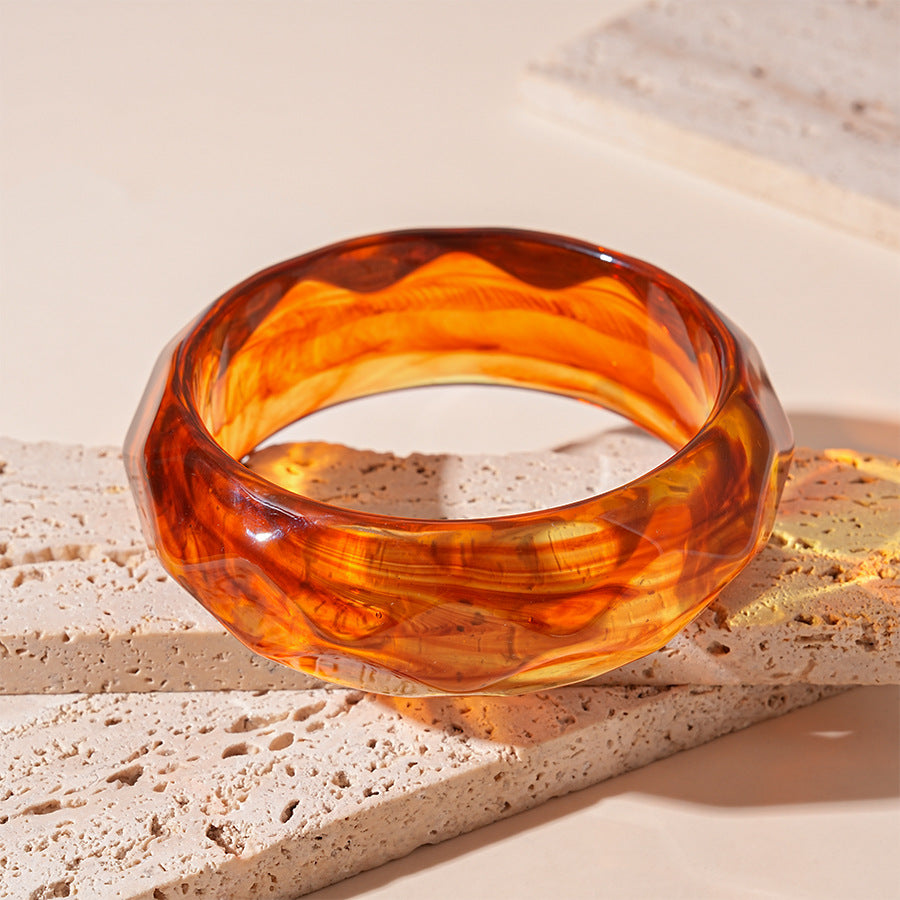 Vintage Striped Geometric Acrylic Bracelet