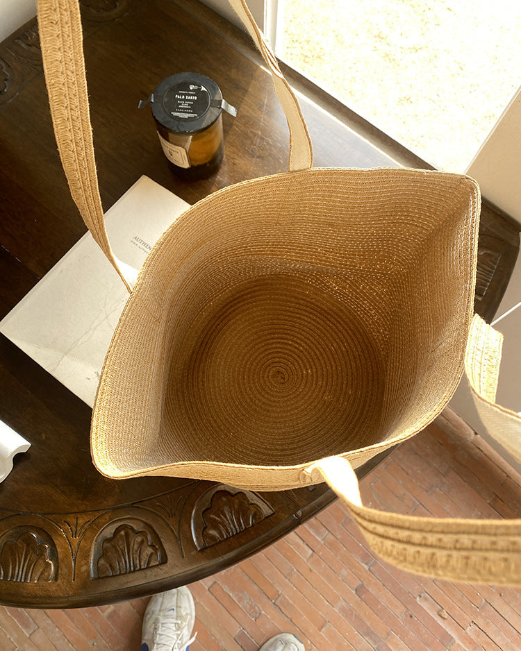 Cute Large Bucket Woven Bag