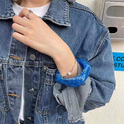 Blue Simple Layered Geometric Bracelets