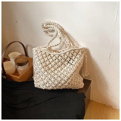 Hollow Out Tassel Woven Beach Shoulder Bag