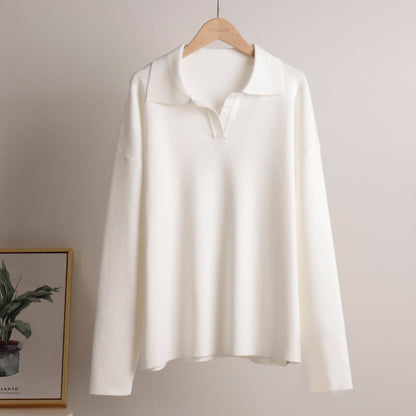 2+Solid Color Label V-Neck Knit Sets