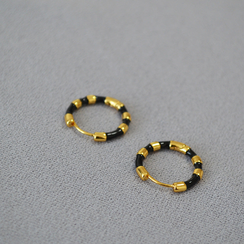 Simple Colourful Gold Plated Enamel Hoop Earrings