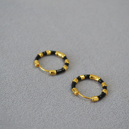 Simple Colourful Gold Plated Enamel Hoop Earrings