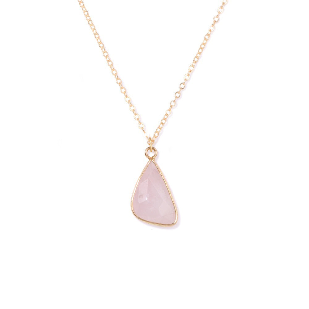 Irregiular Pink Crystal Pendant Simple Neckalces