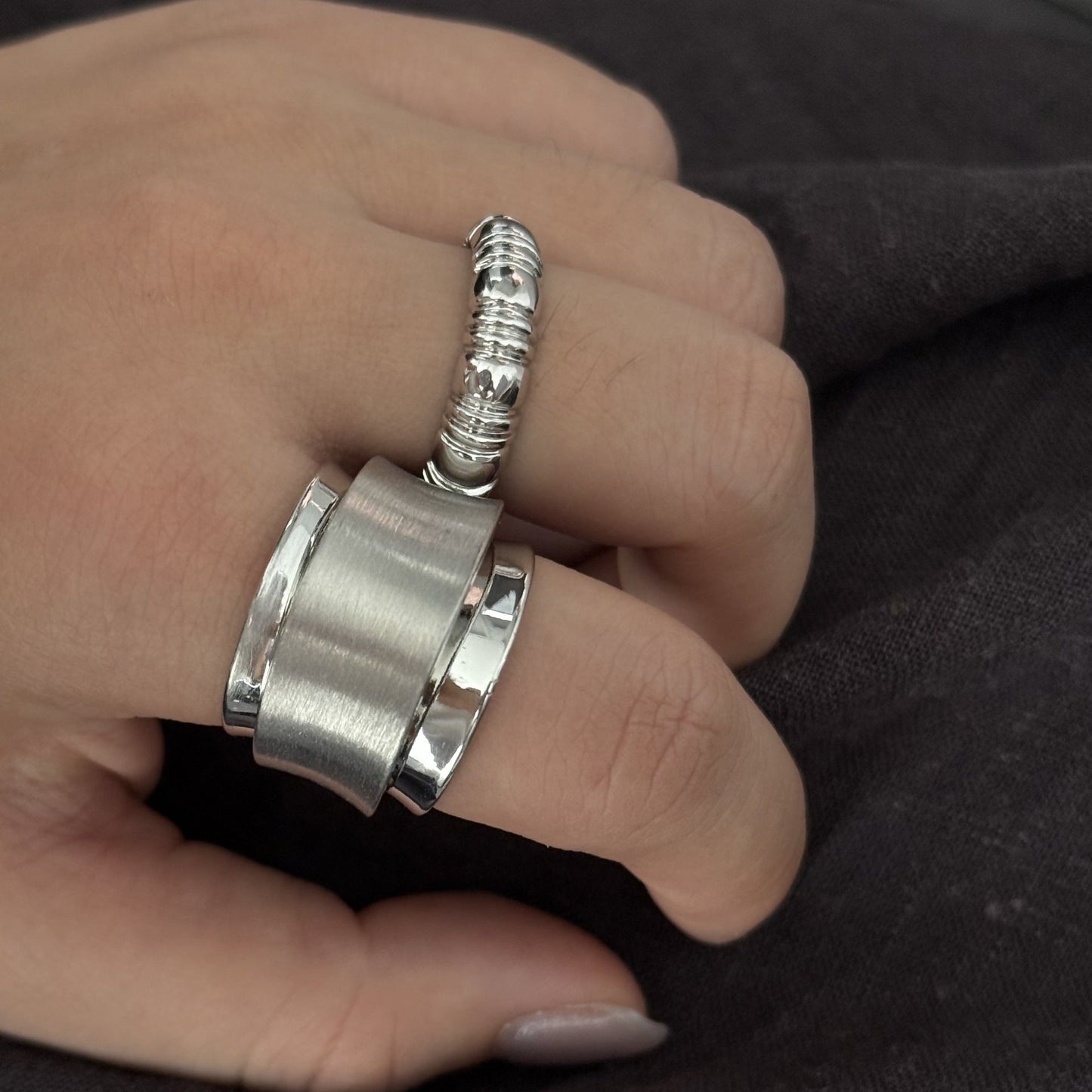 Elegant Enamel Double-Layer Open Ring