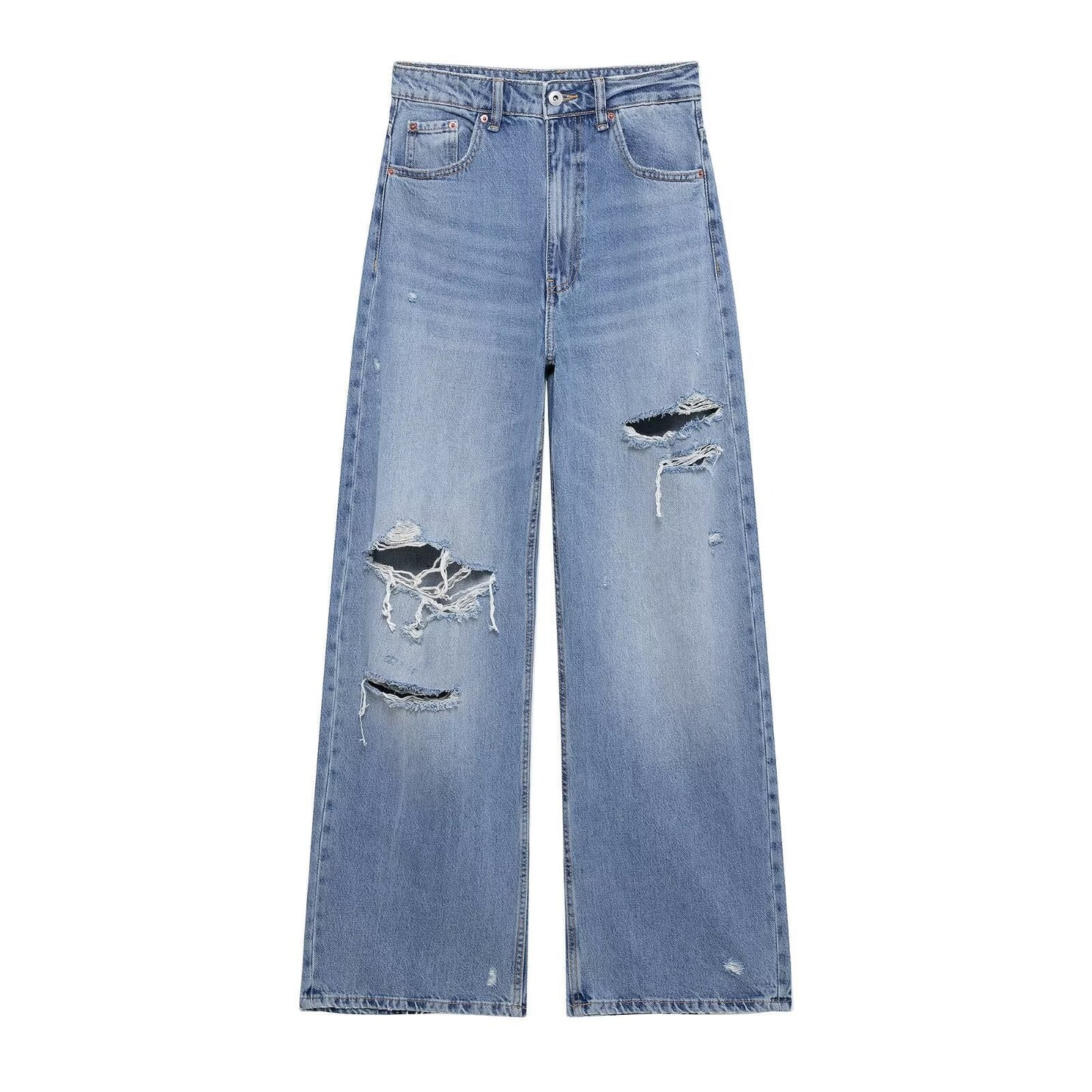 Casual  Distressed Loose Mid Rise Jeans