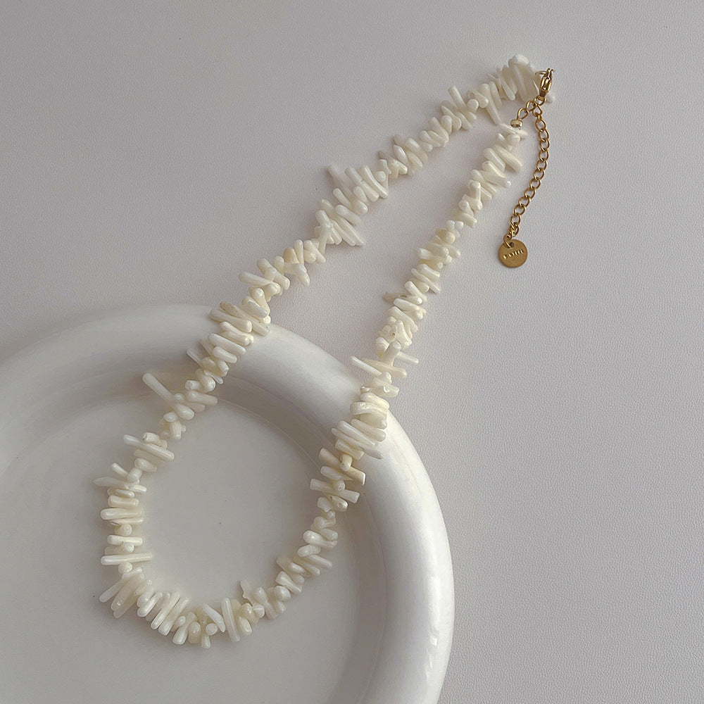 Minimalist Irregular Handmade Coral Choker Necklace