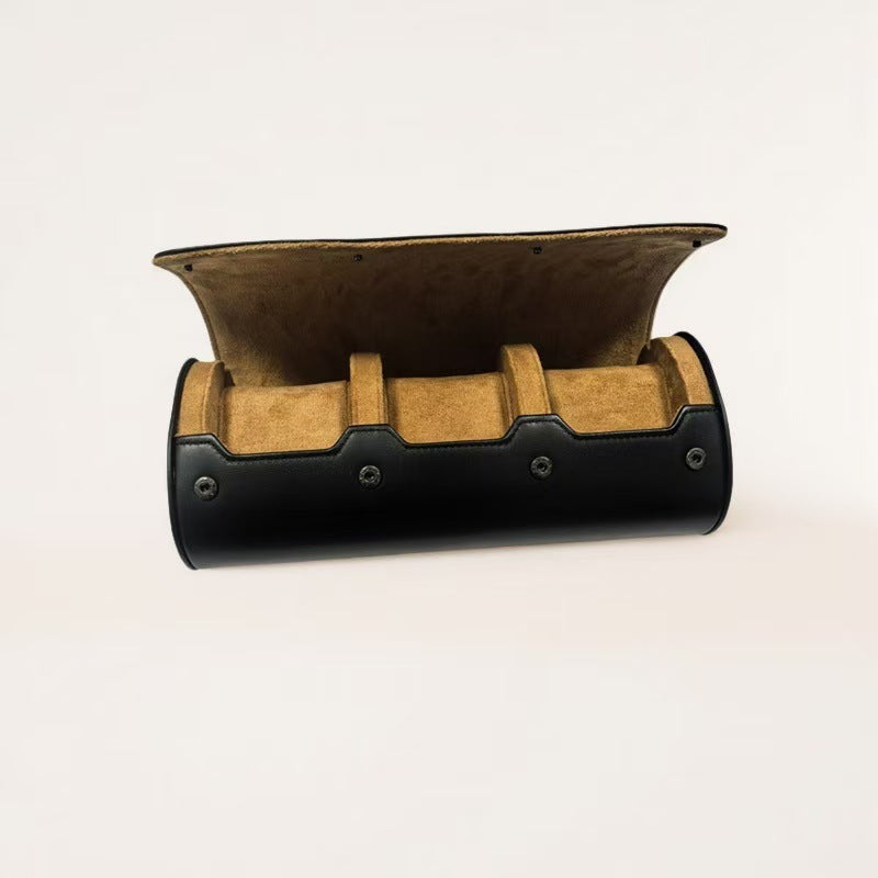 Solid Color PU Leather Watch Roll Case