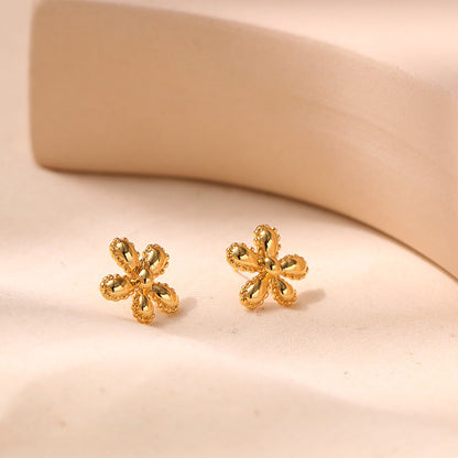 Simple Floral Gold Plated Stud Earrings