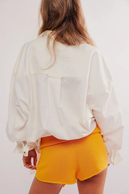 Casual Solid Color Knit High Waisted Shorts