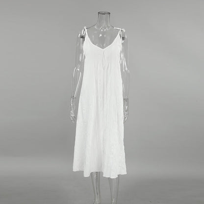 V-Neck Casual String Shoulder Sleepwear Dress