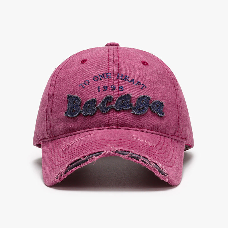 Distressed Washed Letter Embroidered Baseball Cap