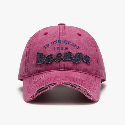 Distressed Washed Letter Embroidered Baseball Cap