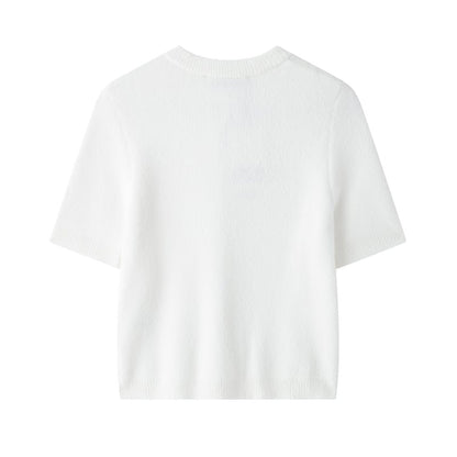 Classic Bow Button Down Knit Cardigan Top