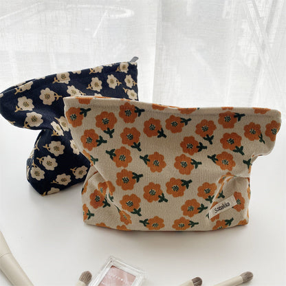 Corduroy Flower Jacquard Simple Make Up Bag
