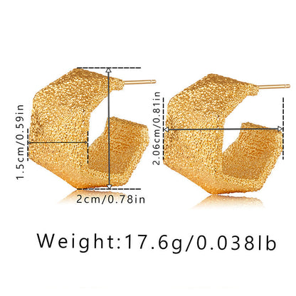 Vintage Chunky Brushed Gold Stud Earrings