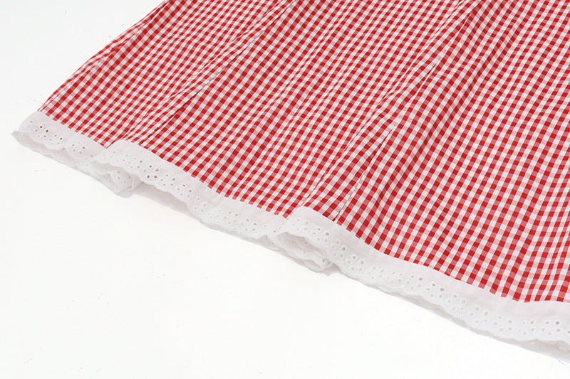 Sexy Spaghetti Strap Plaid Backless Mini Dress