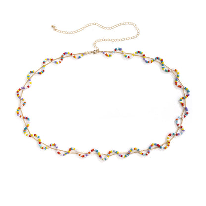 Colorful Bead Braided Flower Waist Chain