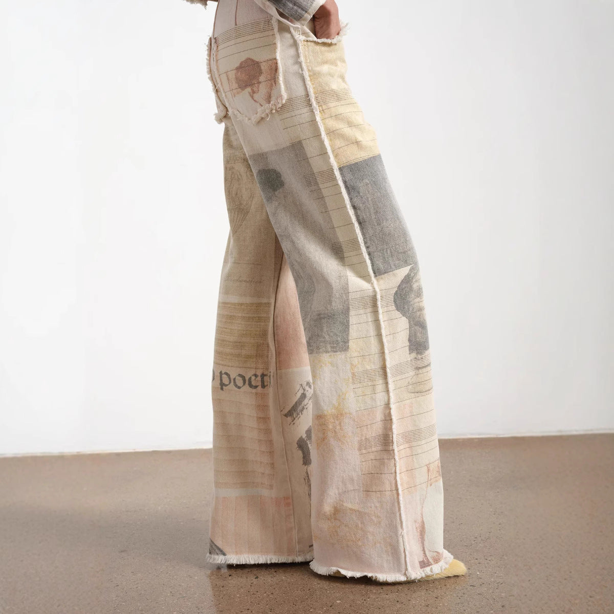 Vintage Printed High Waist Straight Leg Jeans