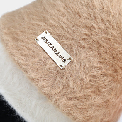 Soft Solid Color Fuzzy Warm Bucket Hat