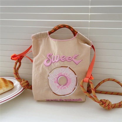 Mini Embrodered Nylon Shopping Shoulder Bag