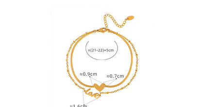 Letter Love Pendant Layered Chain Anklet