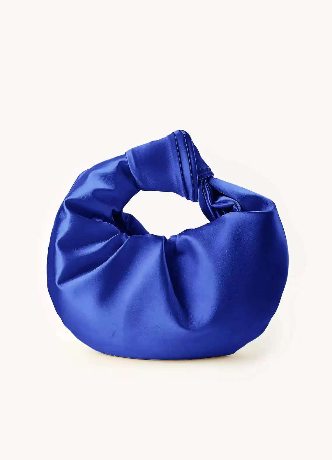 Ruched Satin Knot Handle Evening Handbag