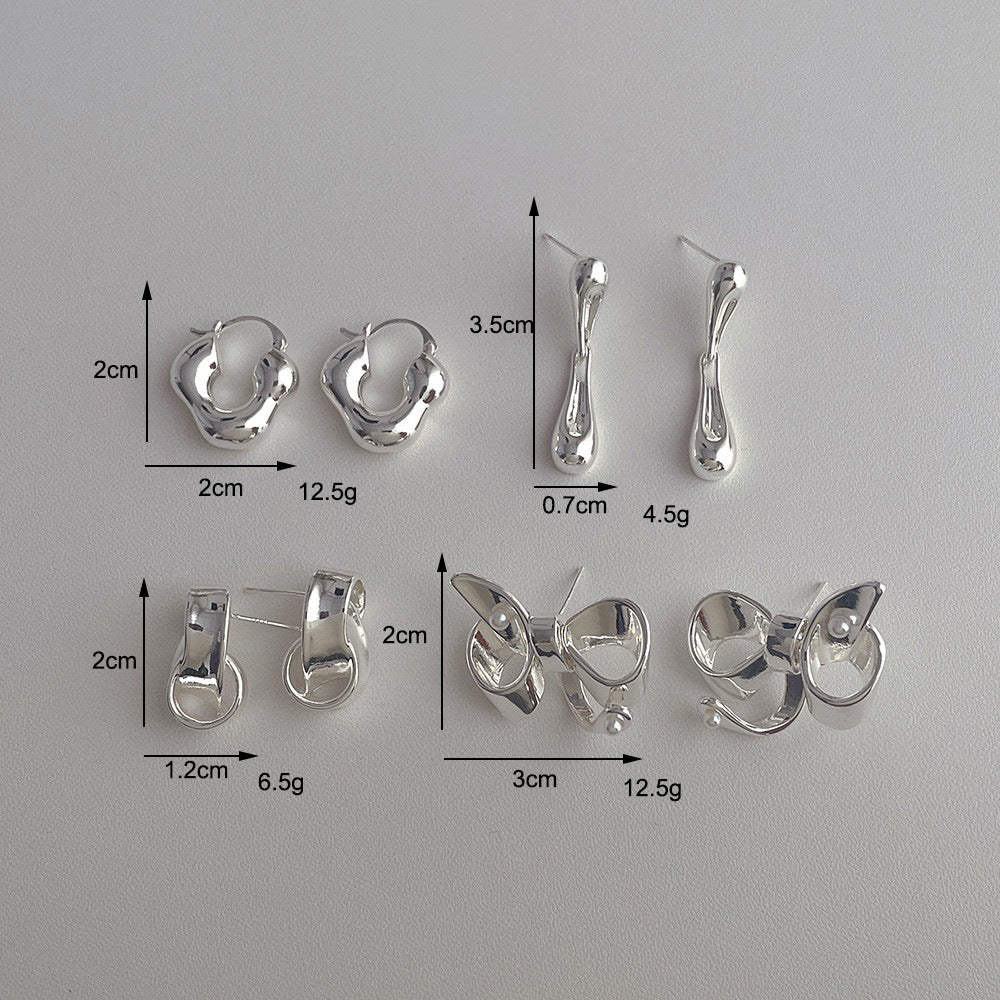 Silver Metal Irregular Cool Earrings