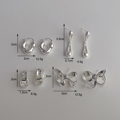 Silver Metal Irregular Cool Earrings