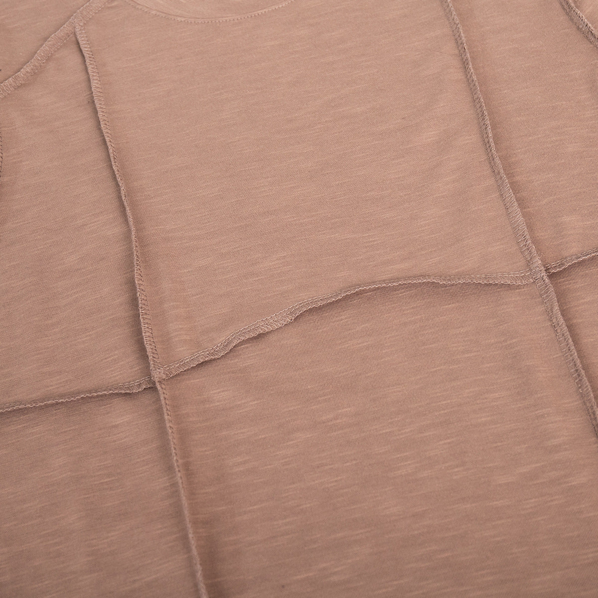 Patchwork Round Neck Simple Tops