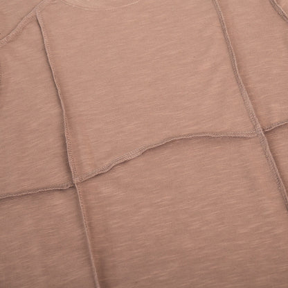 Patchwork Round Neck Simple Tops