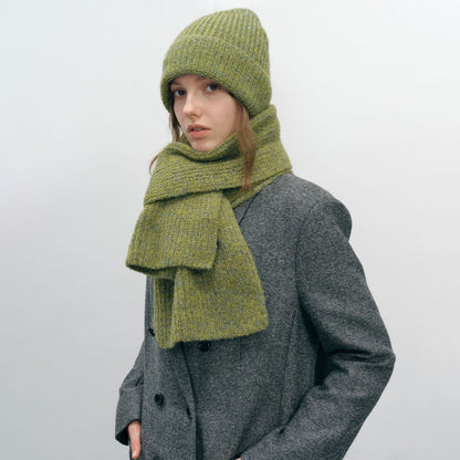 Solid Color Simple Knit Hats Scarves Set