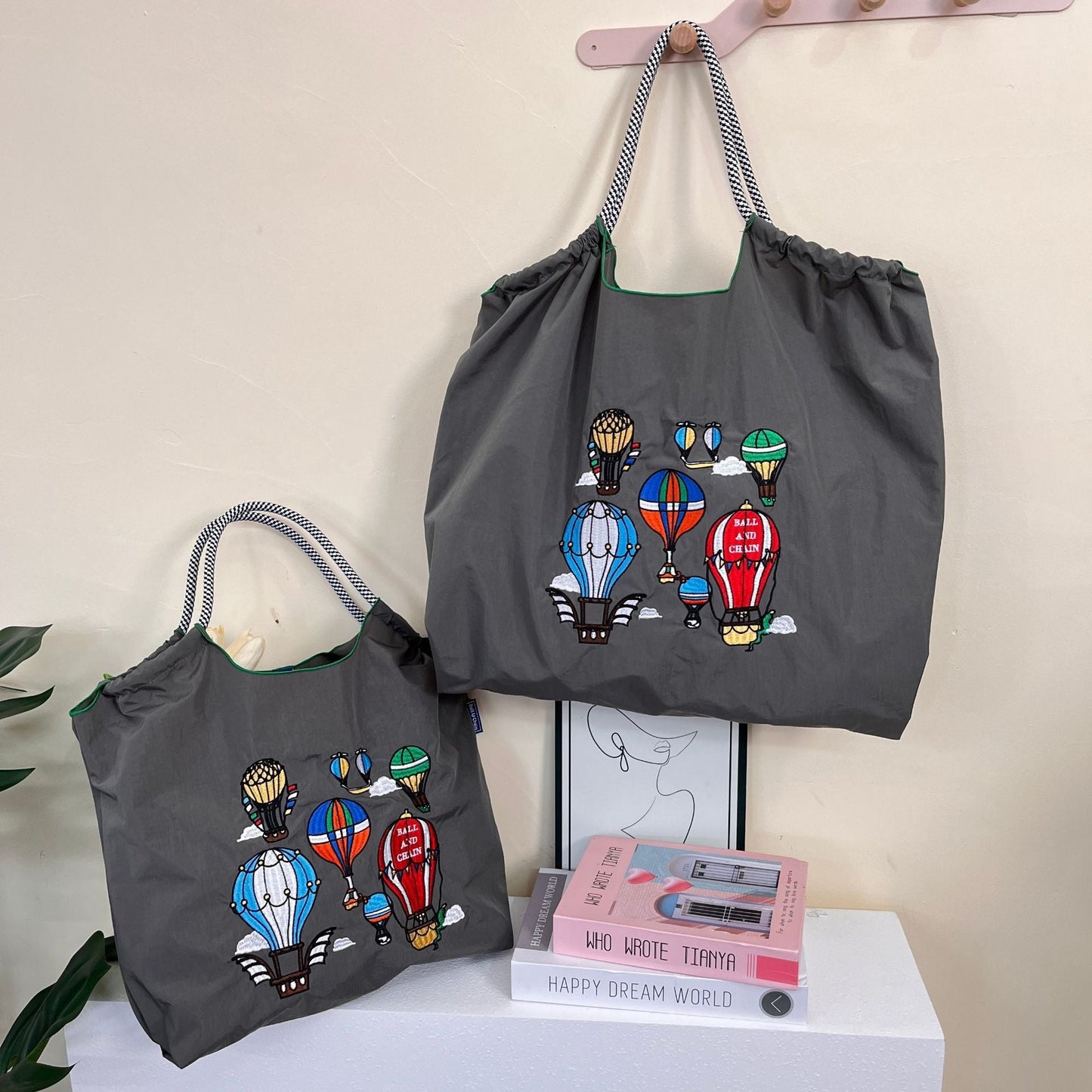 Love Embroidered Large Capacity Shopping Bag