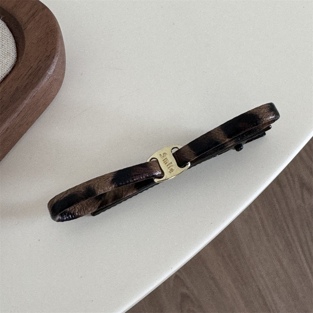 Leopard Leather Simple Hair Clips