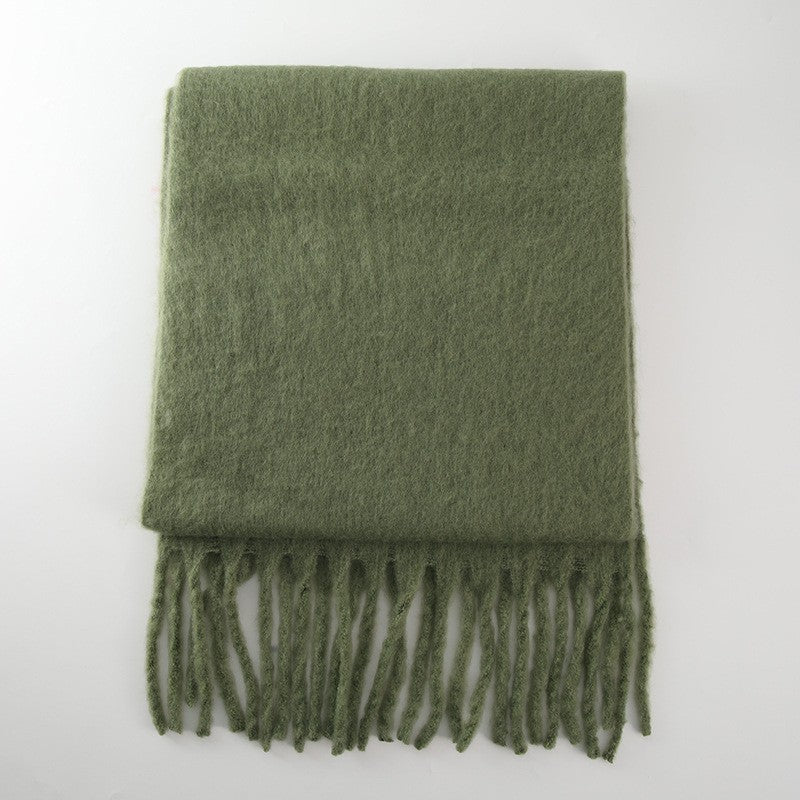 2+ Solid Color Tassel Mohair Scarves