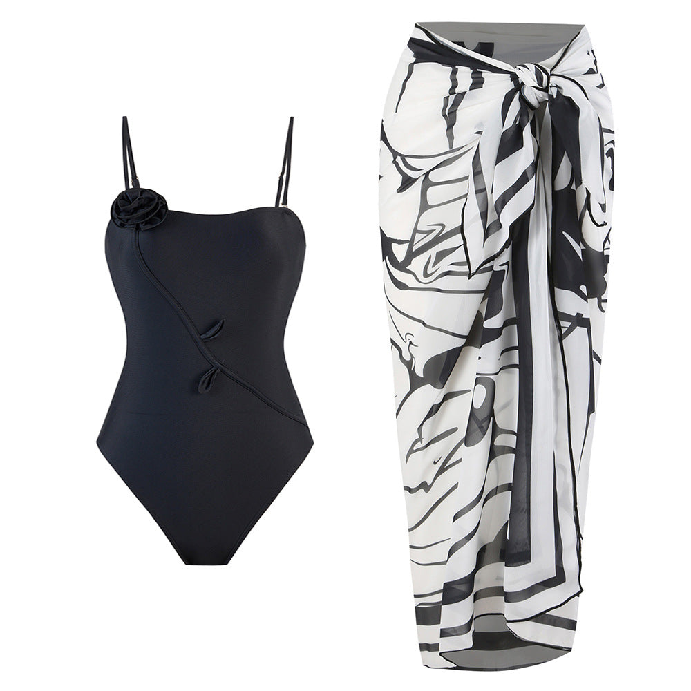 Flower One Piece Swimwear Print Cover