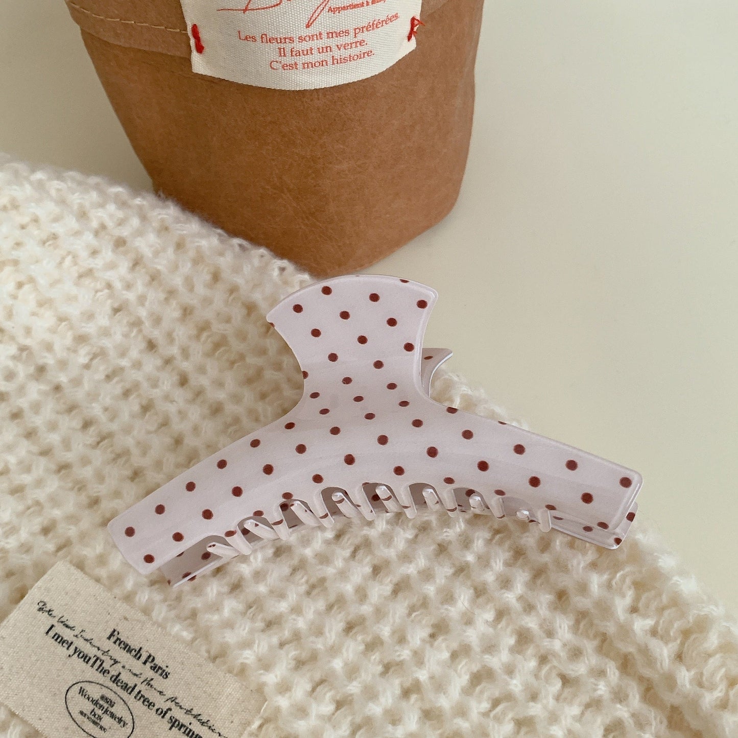 Simple Polka Dot Color Block Hair Claw