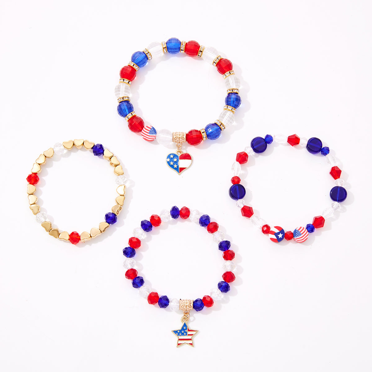 Multi-Layer Heart Pendant Crystal Beaded Bracelet